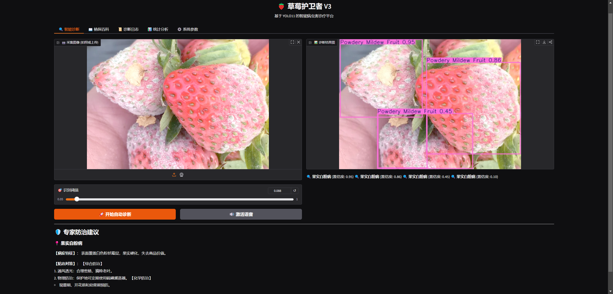 草莓护卫者诊断界面